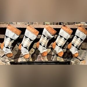 Set of 5 genuine cowhide/Pendleton christmas stockings